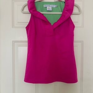 Gretchen Scott Pink Ruffle Collar Top
